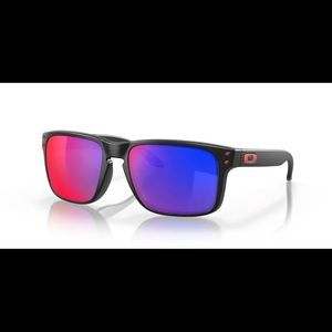 GENUINE OAKLEY 0OO9102 HOLBROOK MATTE BLACK POSITIVE RED IRIDIUM SUNGLAS…